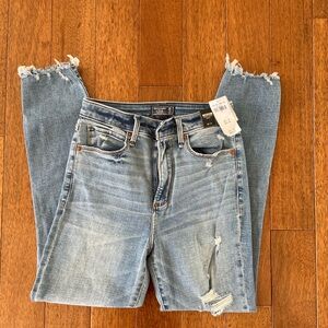 Abercrombie & Fitch Medium Blue Frayed Hem Jeans